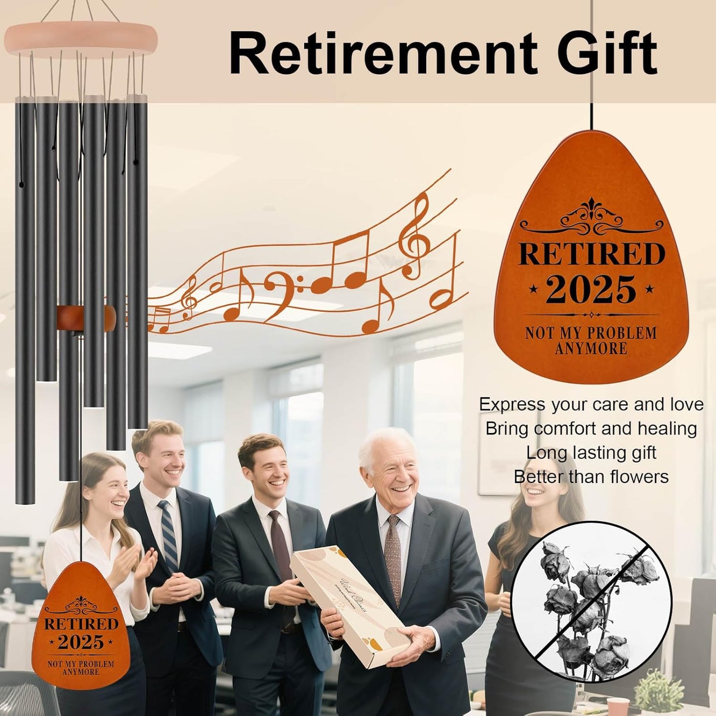 Retirement Gift for Woman Men Coworker Teacher Nurses Friends Mom Dad Grandma Grandpa Retirees, Coworkers Farewell Going Away Gift, 32" Wind Chimes Retirement Decorations