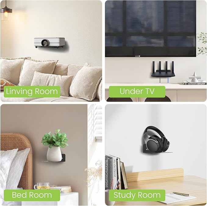 Steel Floating Shelves for Wall,Small Wall Shelf,Suitable for Bedroom, Living Room, Bathroom, Kitchen, Office (Black, 2Pack 4.72x6.1 in)