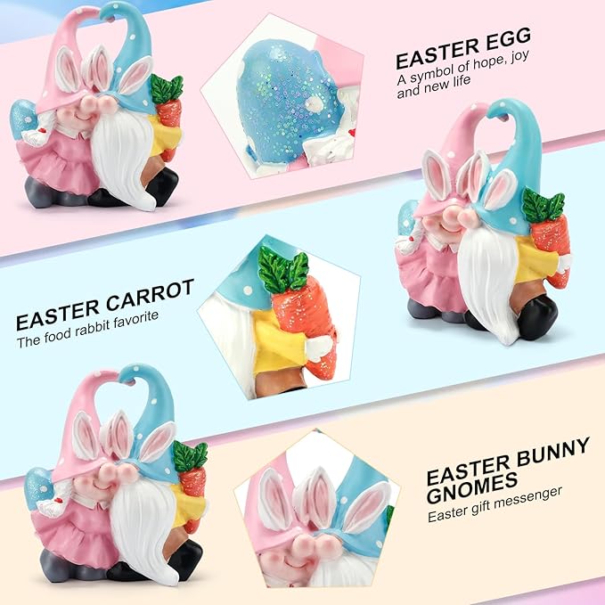 Easter Gnome Decor Easter Gifts for Women Kids Gnomes Easter Decorations for Home Kitchen Tiered Tray Table Ornaments Indoor