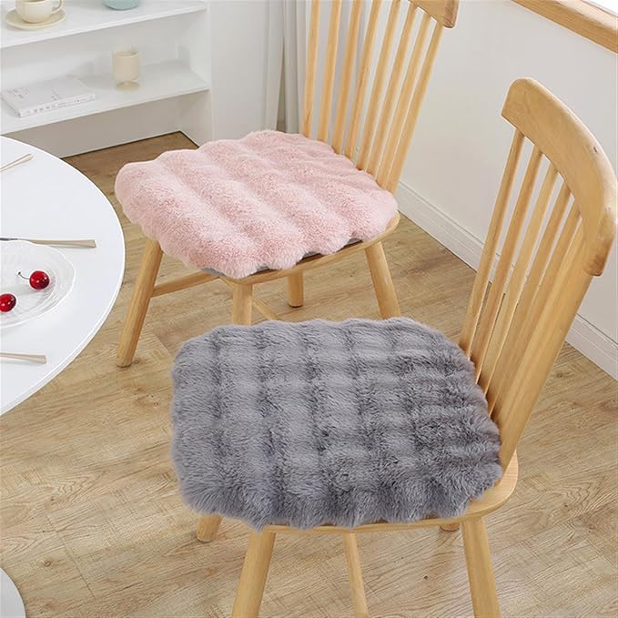 Lifup 6 Pack Square Chair Pads Memory Foam Seat Cushion Soft Cozy Plush Non Slip Thick Pad with Ties and Removable Cover for Dining Room, Office Pink 20 x 20 Inch