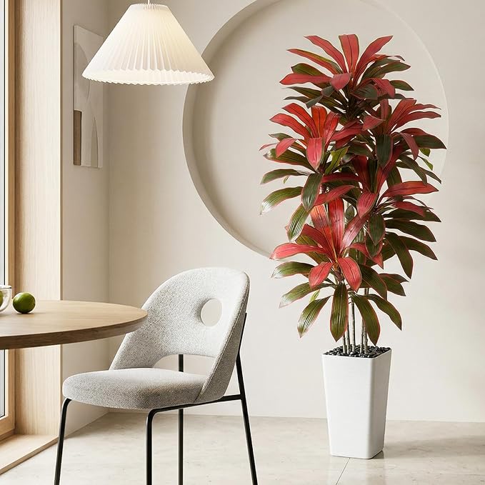 Artificial Dracaena Tree:5FT Faux Silk Tropical Yucca Floor Trees Realistic Fake Green Plant with Natural Wood Trunk & Lifelike Leaves for Home Office Decor Indoor & Outdoor (5FT,1-Pack,White)