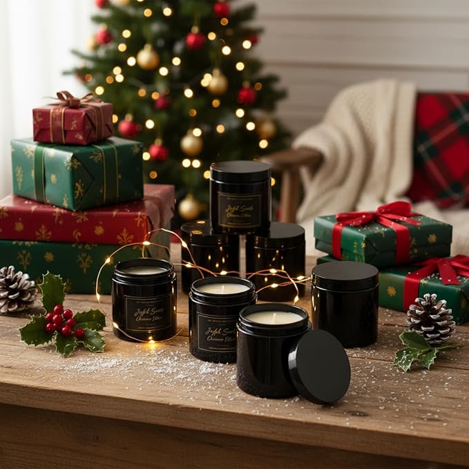 Norme 24 Pieces 16 oz Glass Jars with Lids Empty Storage Containers Leakproof Round Cosmetic Jars for Storing Lotions Powder Ointments Making(Black)