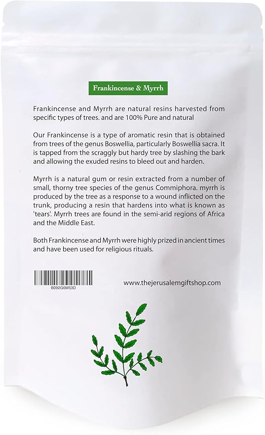 Frankincense and Myrrh Holy Incense from Jerusalem in a Gift Pack - Sacred Jerusalem Aromatic Granules - Traditional Biblical Scents for Home & Worship, A Church Incense