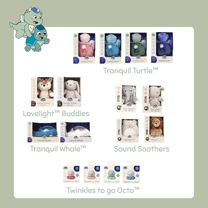 Cloud b Calming Nightlight Star Projector | Gentle Brightness | 3 Colors | 8 Constellations | Auto-Shutoff | Twilight Turtle Green