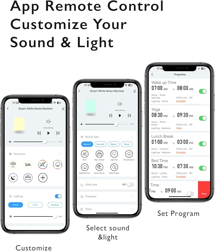 Baby Sound Machine, Momcozy White Noise Machine for Baby Sleeping with Night Light, Toddler Sleep Trainer 34 Soothing Sleep Sounds, Timer, App Remote Control, Personal Sleep Routine Alarm Clock(Blue)