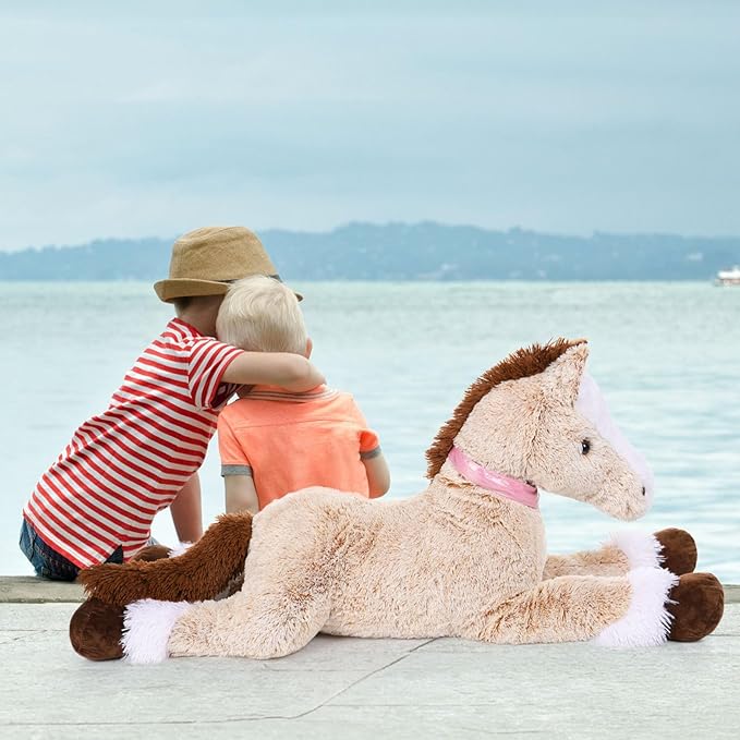 MaoGoLan Giant Horse Stuffed Animal, Large Horse Stuff Plush Toy for Girl Kid Boy, Realistic Stuffed Pony Plush Pillow Gifts for Easter Birthday Party Favor Christmas Decor, 47 inches, Brown