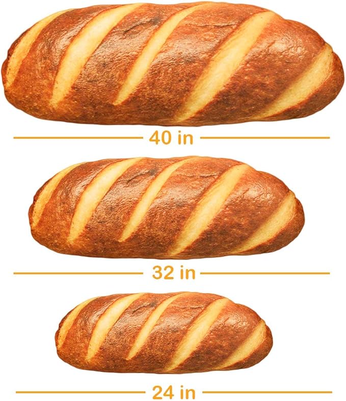 Wepop 24 in 3D Simulation Bread Shape Pillow Soft Lumbar Baguette Back Cushion Funny Food Plush Stuffed Toy