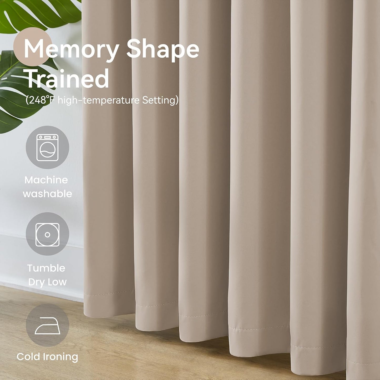 KangBang Pinch Pleated Blackout Curtains 84 Inch Length 2 Panels Set, Room Darkening Black Out Modern Thermal Window Treatments with Hooks for Bedroom Office,40”Wx84”L, Taupe