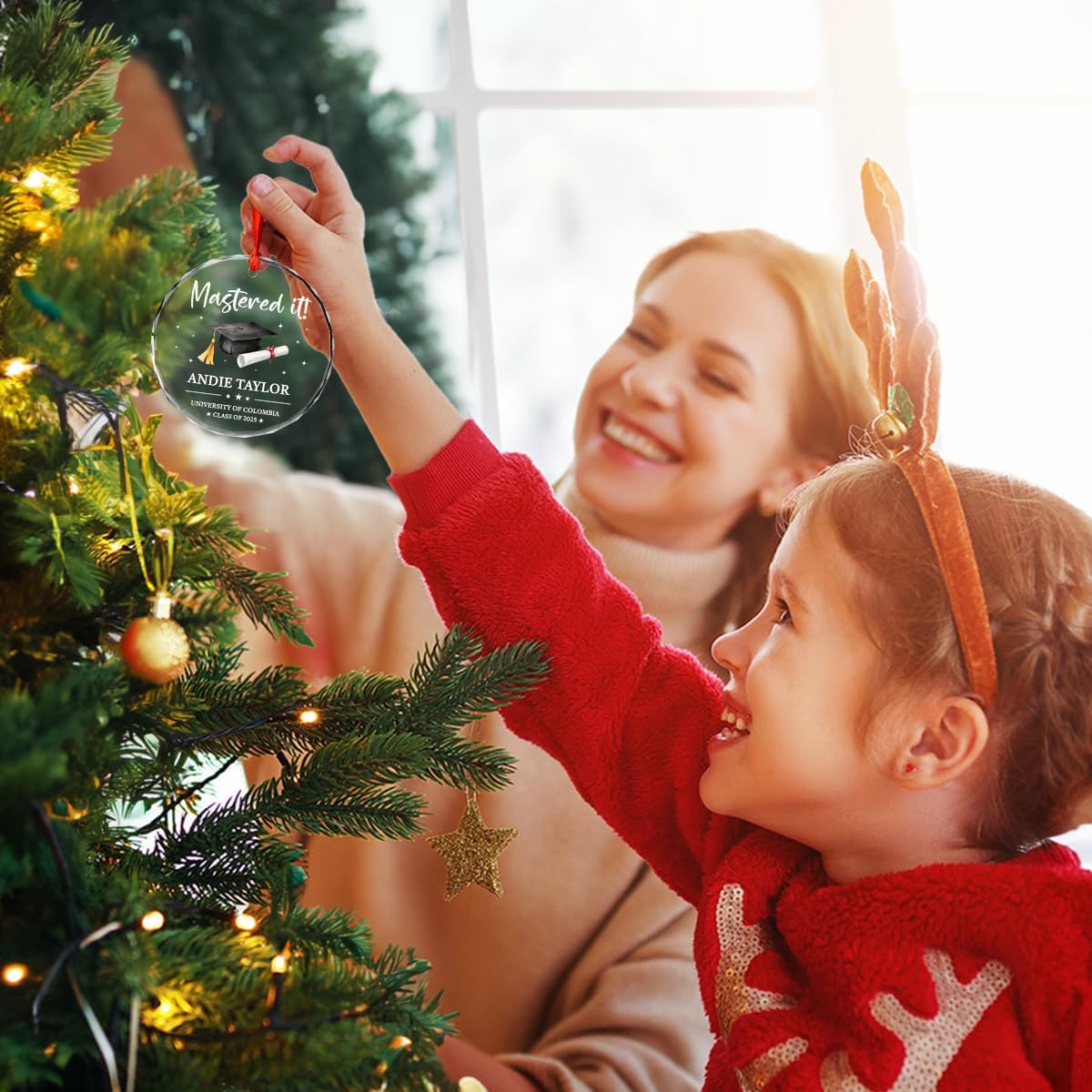 Personalized Mastered It Degree Graduation Gifts - Custom Christmas Crystal Glass Ornament, University, College, Senior Year Keepsake