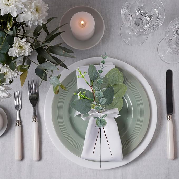 Eucalyptus Leaves Stems 30 PCS, 4 Kinds Mixed Artificial Greenery Stems for Wedding Decor Vase Floral Arrangement Centerpiece
