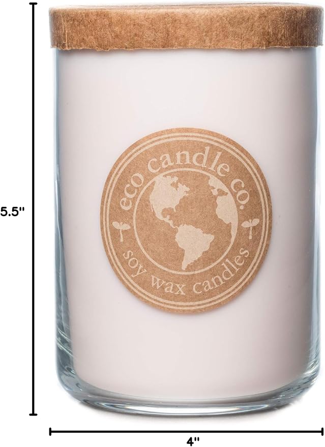 ECO CANDLE CO. Baby's Butt, 26 oz. Double Wick Recycled Glass Jar Candle | Scents of Lavender, Baby Powder, & Vanilla, No Lead, Kraft Paper Label & Lid, Hand Poured, Aromatherapy Gift, Clean Burning
