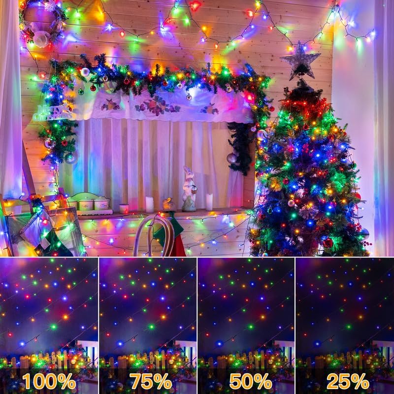 Ollny Christmas Lights, 500LED 164FT Long Christmas Tree Lights with 8 Modes Remote Timer IP44 Waterproof, Outdoor Christmas Lights for Tree House Yard Outside Xmas Decorations Multicolor