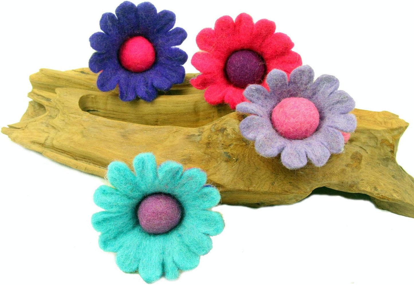 Hand Felted Colorful Flower Fairies - Set of 4 - Global Groove