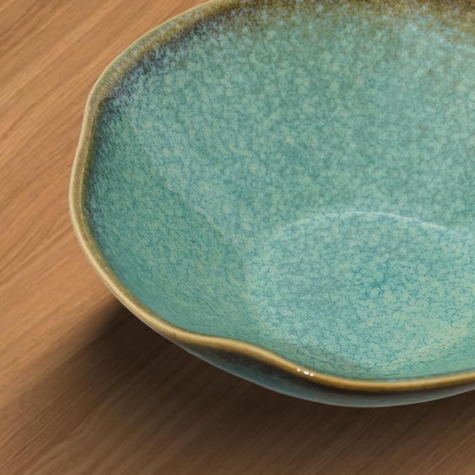 Decorative Bowl 7.6'' Ceramic, Ruffle Catch All Key Bowls for Entryway Table, Coffee Table Bowl Decor, Handcrafted Large Decorative Bowl, Pottery Purse Potpourri Bowl