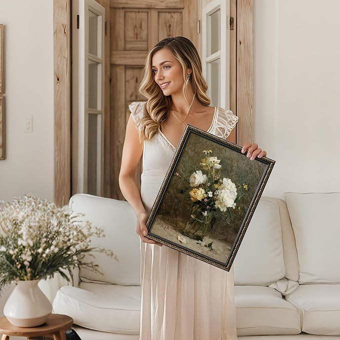 TWING 11x14 Picture Frame,Display 8x10 Photo with Mat or 11x14 without Mat,Ornate Vintage 11 x 14 Photo Frames for Wall Mounting,Black Gold,1 Pack