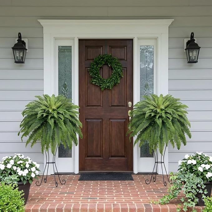50" Fake Ferns Artificial Plants Large, 98 Fronds 2 Artificial Ferns for Outdoors and Indoors, Suitable for Planter Garden Porch Office Decor