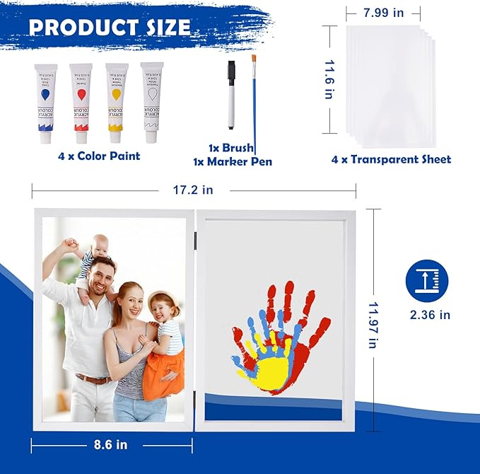 CHERRY CHEERS Family Handprint Kit with Picture Frame – DIY Hand Print Keepsake Gift for Parents & Kids, Handprint Craft for Family Memory Making & Home Decor (with Picture Frame)