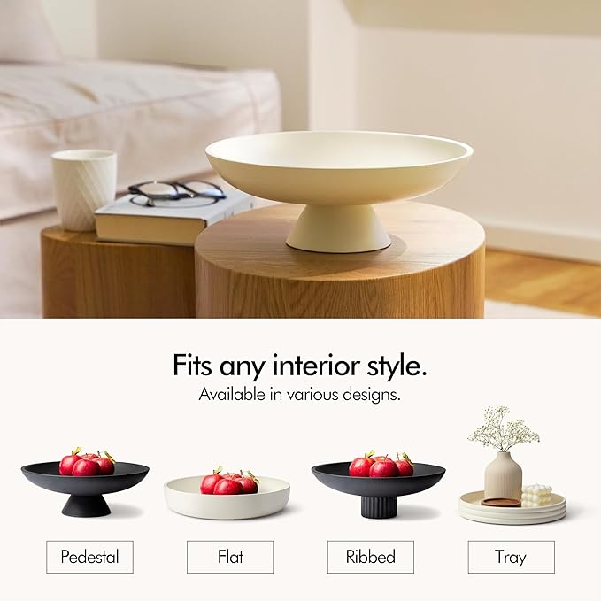 KIVY Concrete Fruit Bowl for Kitchen Counter - Large Decorative Bowl for Home Decor - Modern Key Bowl for Entryway Table - Concrete Bowl - Decorative Bowls for Home Decor - Black Fruit Bowl Decor