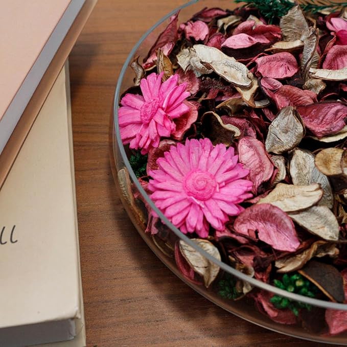 Qingbei Rina Spring Potpourri Bags,Rose Scented Decorative Potpourri Dried Flowers,Pink Bowl Filler,Vase Fillers,Home Fragrance Sachet,(8.4 oz)