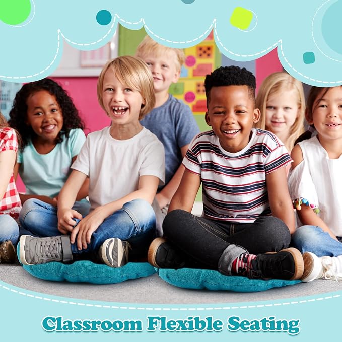 Fumete 8 Pcs 16 Inch Floor Cushions Pillow for Kids Bulk Classroom Round Flexible Seating Floor Cushions for Students Home Daycare School Reading Corner Yoga Meditation Picnic (Turquoise)