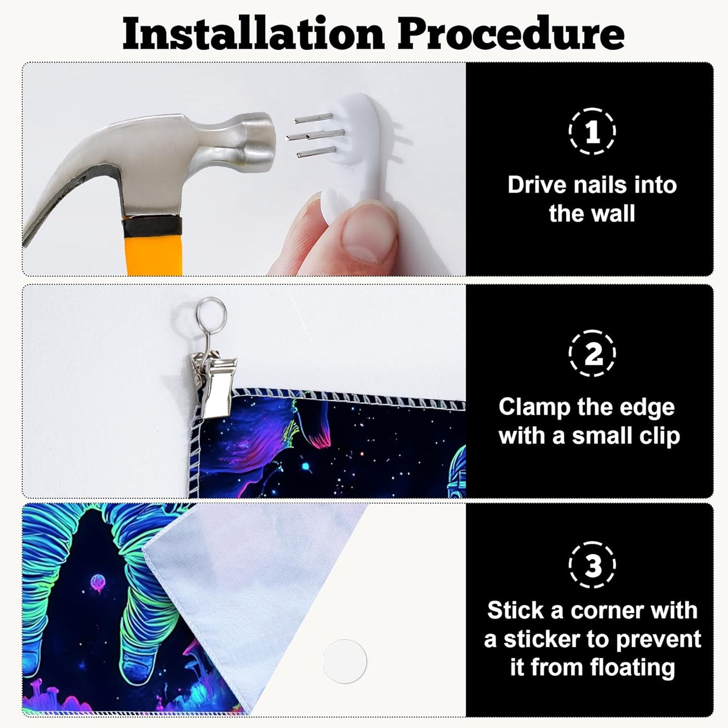 BVBOX Astronaut Space Blacklight Tapestry 79"x59", UV Reactive Astronaut Mushroom Forest Universe Galaxy Planet Glow in Dark Tapestries, Black Light Neon Upright Poster Wall Hanging Backdrop Decor for Bedroom Living Room