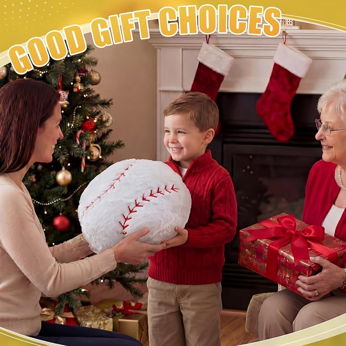Juexica 18 Inch Baseball Pillow for Boys Room, Soft Plush Baseball Decorative Pillow, Sports Theme Bedroom Decor for Kids Playroom Sofa Bed