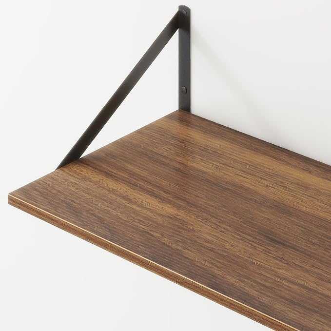 Fun Memories 20 Inch Floating Shelves, Deep Wall Shelves for Kitchen, 20 x 12 Floating Shelf for Living Room, Bedroom, Farmhouse Floating Shelves for Home Decor Storage, Walnut, Set of 2