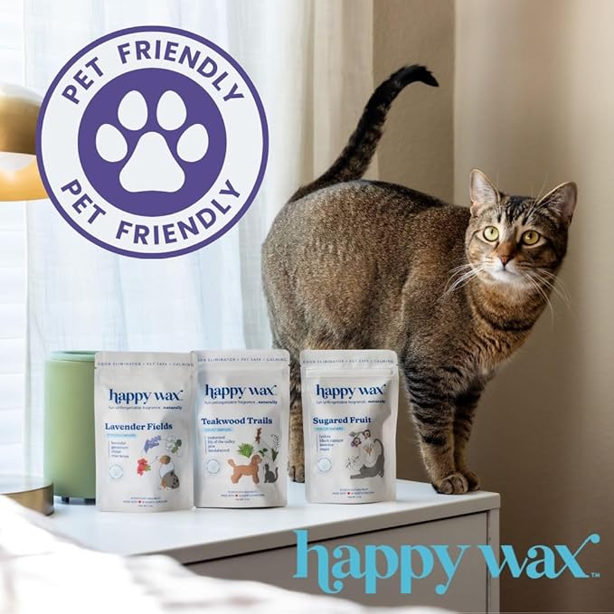 Happy Wax Sugared Fruit Scented Wax Melts for Cat Owners – Odor Eliminating, Calming, Pet-Safe, Non-Toxic, Dye-Free, Perfect for Use with Wax Warmers - 4 oz Pouch