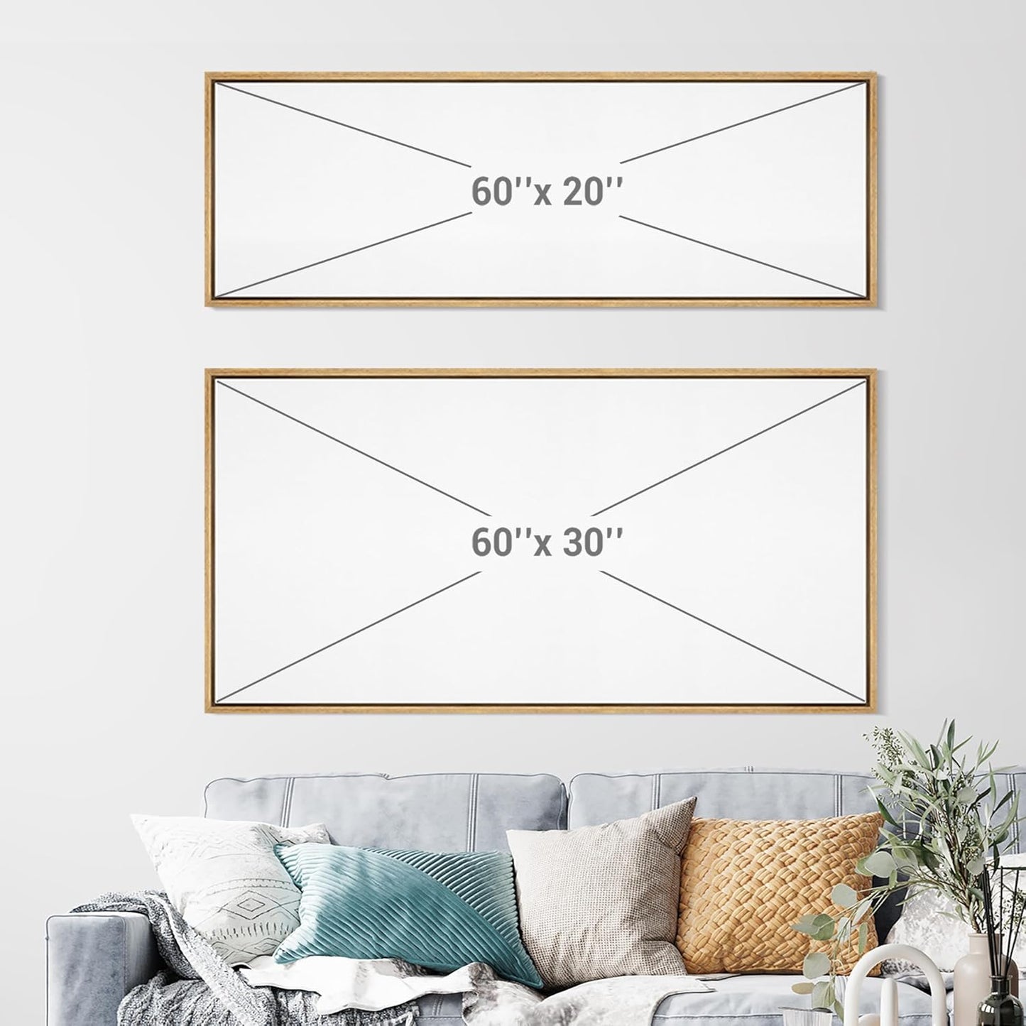 MUDECOR Large Framed Canvas Print Wall Art Abstract Dot Matrix Canvas Art in Olive Tones Antique Retro Fine Art Illustrations Decorative Colorful for Bedroom - 60"x20"