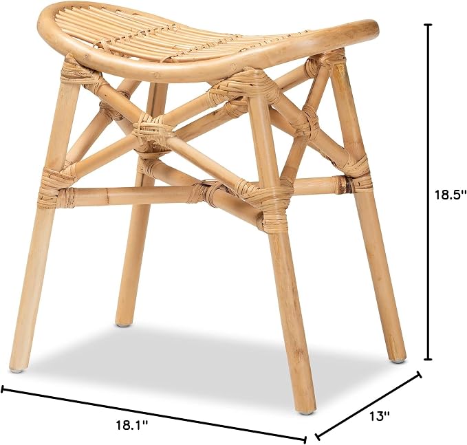 bali & pari Elgon Modern Bohemian Natural Rattan Footstool
