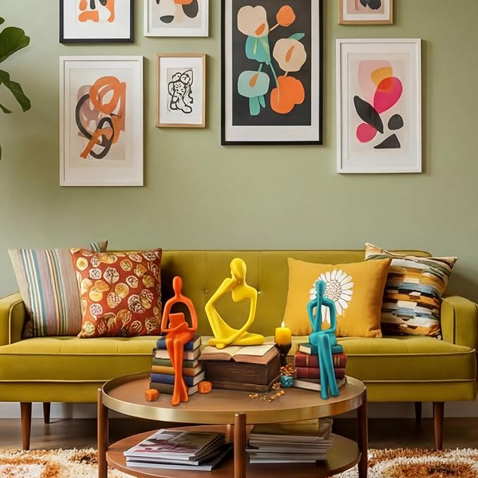 AceOrbit 3 Pcs Thinker Statues Mid Century Modern Decoration Thinker Sculptures Abstract Art Ornament Modern Aesthetic Figurine Decor Suitable for Home Bedroom Office Shelf Table Desk Bookshelf Decor