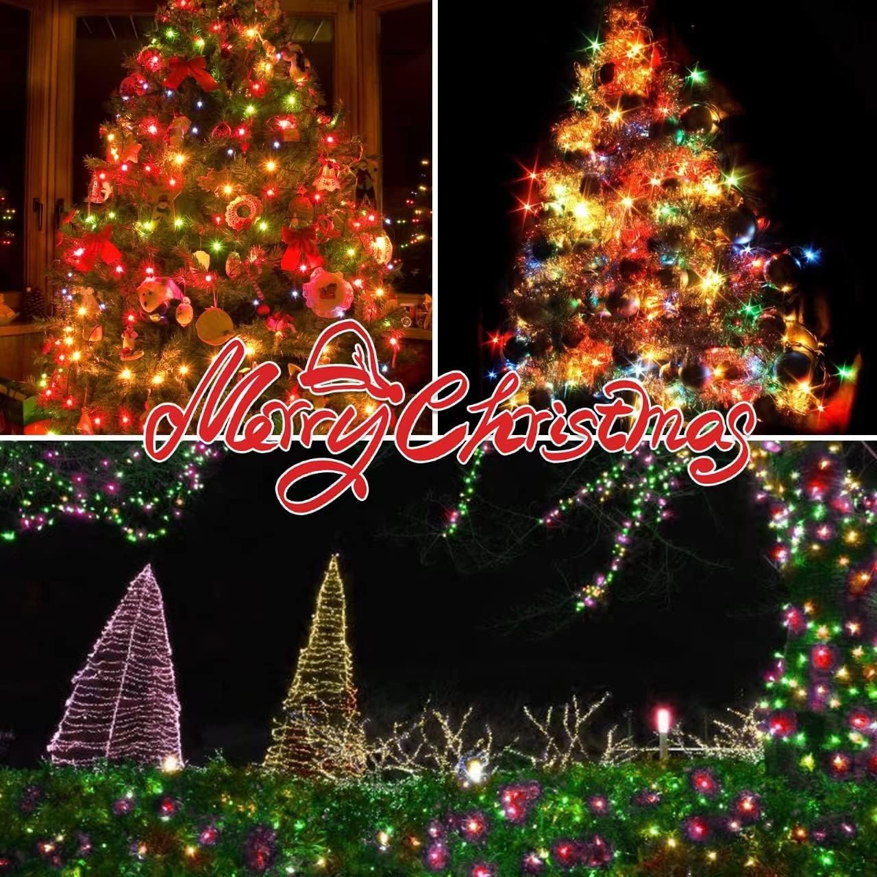 150LIGHTS Multi Extra-Bright with End Connectors Christmas Decorative Lights 9.72m UL Certified Mini String Light Set Waterproof for Home Garden Holiday Christmas Tree Party Patio Wedding