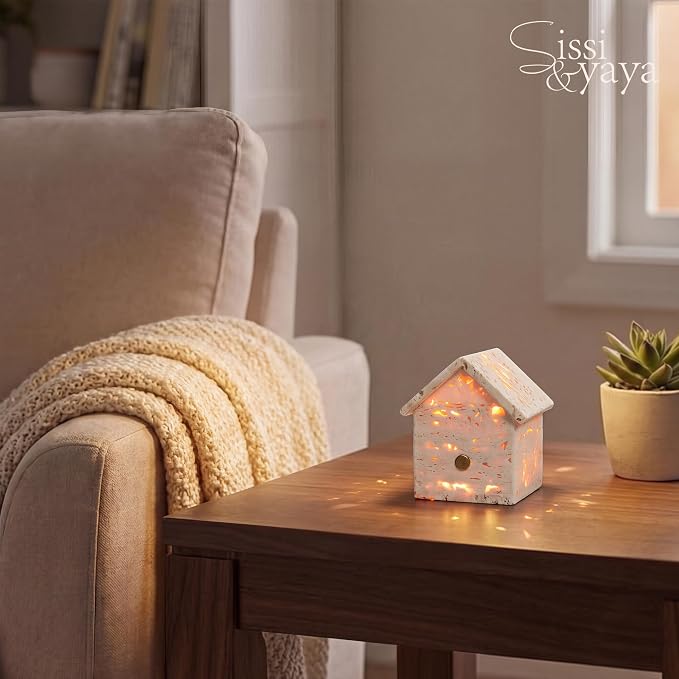 Sissi & yaya Marble Mood Light, Three Color Dimmable LED Accent Light, Natural Quality Travertine, Nightstand and Home Decor, Holiday Gift, Special Occasion. (Small Warm Room - Large)