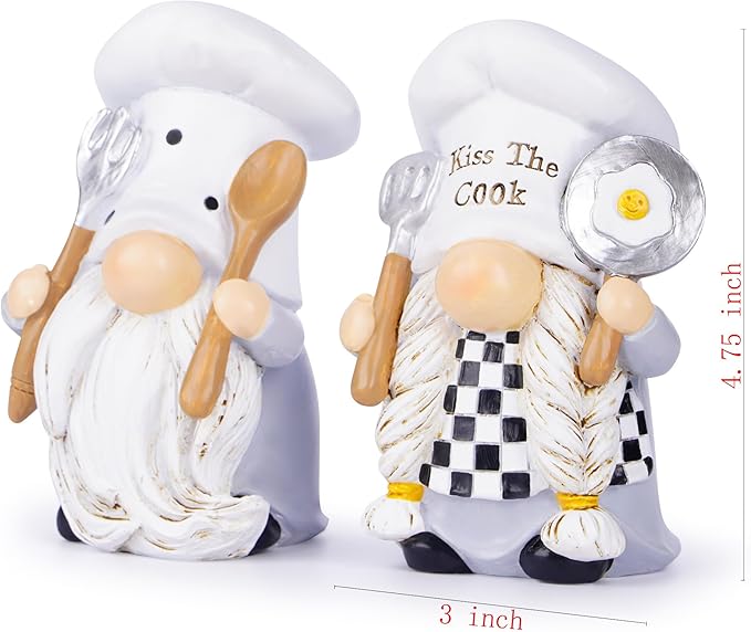Hodao 2PCS Mother Day Kitchen Chef Gnomes Decorations Farmhouse Chef Gnomes Decor for Home Tabletop Coffee Shop Cooking Figurines Decor Statues Gifts for Mom