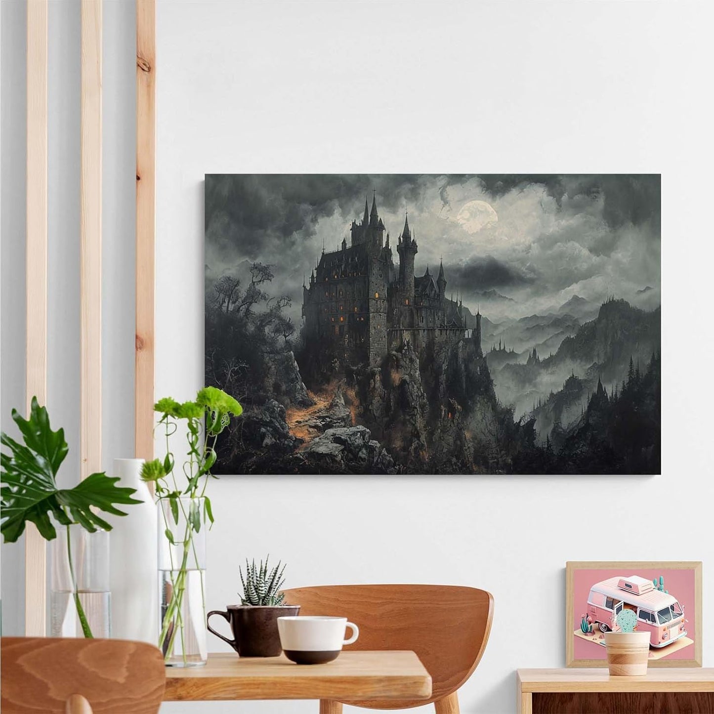 JFHCQJPK Vintage Castle Poster Dark Academy Victorian Gothic Castle Wall Art Poster Moody Mystical Art Print Suitable for Home Living Room Bedroom8x12in Frameless
