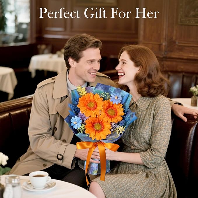 Forever Flowers for Delivery - Preserved Sunflowers Bouquet, Green Sunflowers that Last 3 Years, Eternal Flowers Bouquet, for Mom Grandma Wife, Anniversary Birthday Gifts for Women