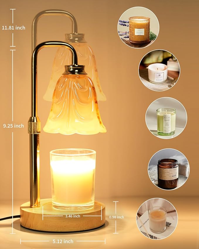 SupBri Tulip Candle Warmer Lamp, Adjustable Height, Dimmable Candle Warmer with Timer, Mom Womens Gifts for Birthday, Unique Home Decor Aesthetic (Off White)