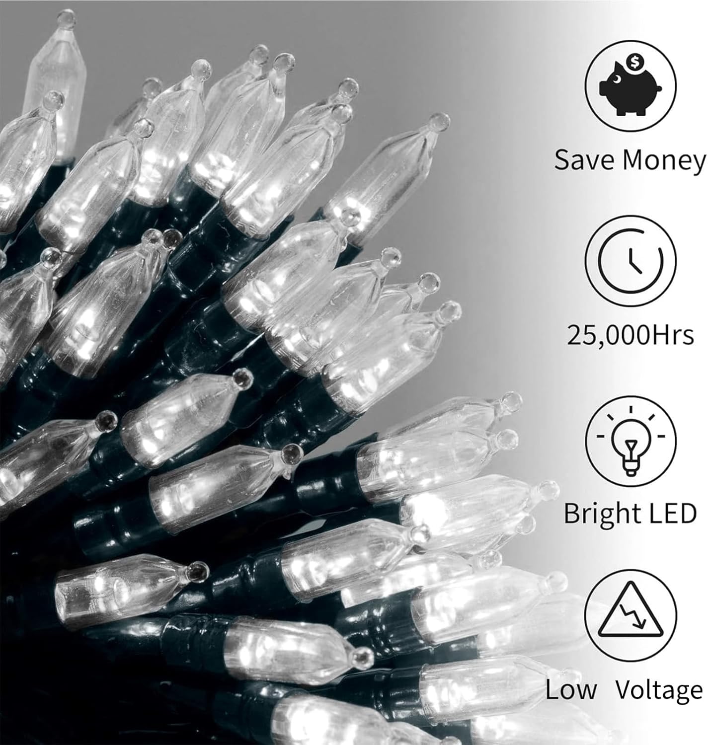 Battery Operated Christmas Lights 2 Pack 18 Feet 50 LED Clear Mini String Lights with 8 Modes Waterproof Tree Lights for Xmas Outdoor Indoor Holiday Party Garden Decor, Pure White