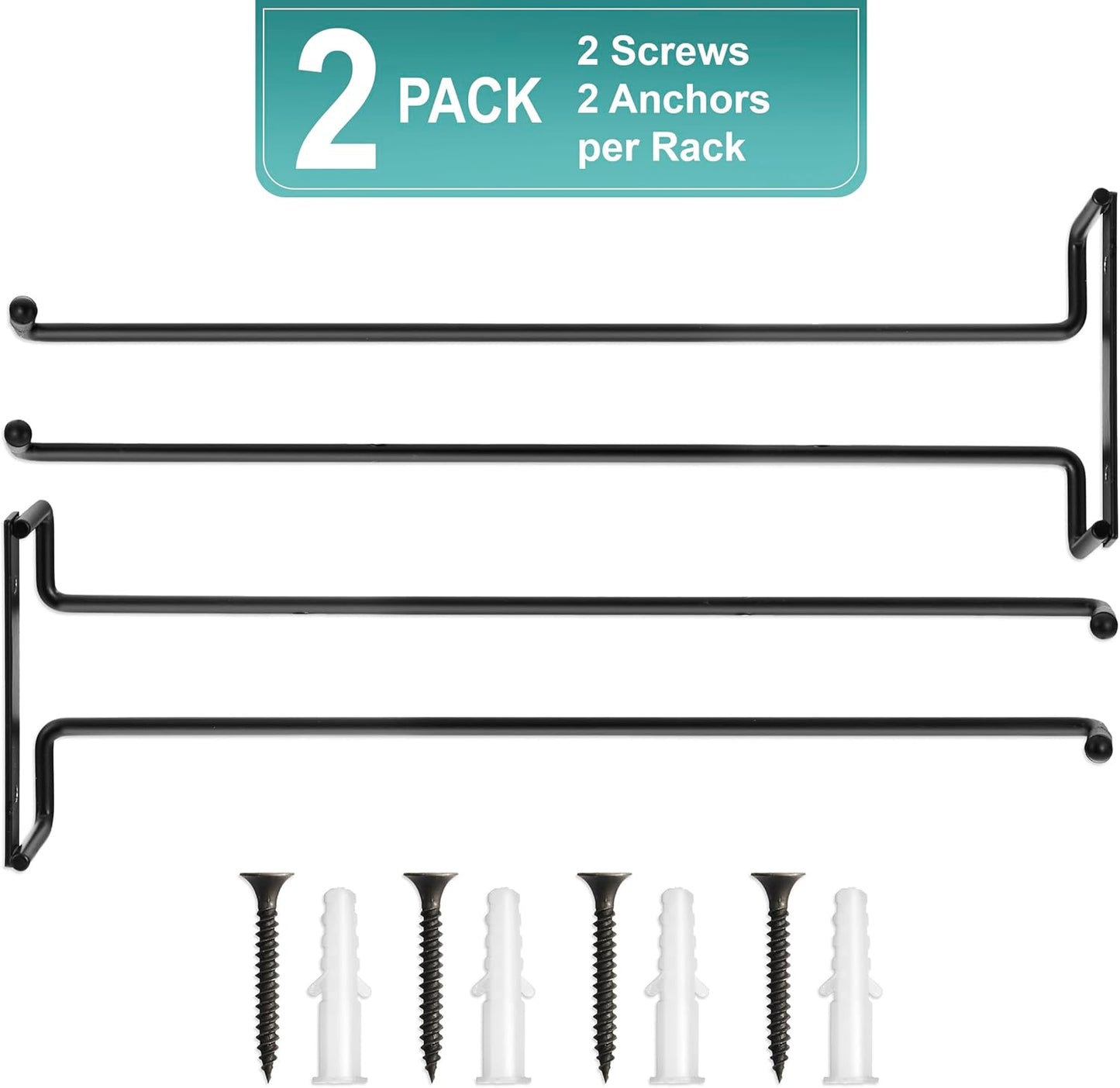 Sorbus Wall Mount Wine Rack + Under Cabinet Wine Glass Holder Set - Wine Rack Wall Mounted for Wine Bottles, Champagne, and Wine Glasses - Complete Your Home Bar & Wine Kitchen Storage, 2 Pack