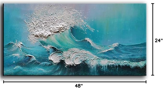 YaSheng Art - 24x48inch landscapes Abstract Art Painting,Oil Painting on Canvas Texture Blue Ocean scenery 3D Oil Painting Hand-Painted Abstract Artwork Canvas Wall Art Paintings Modern Home Decor Art