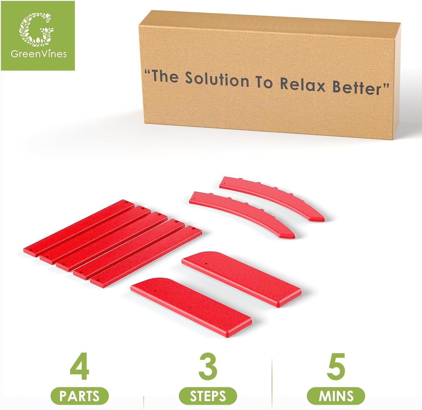 GREENVINES Adirondack-Ottoman | Set of 4 | HDPE Plastic | Outdoor Footrest | All Weather | Foot Rest | Foot Stool | Red | for Adirondack Chair | for Patio Backyard Pool