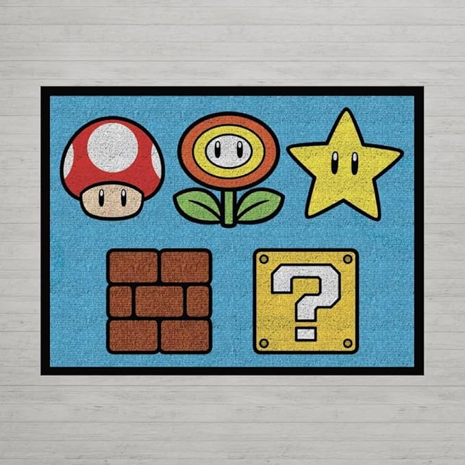 Super Mario Kids Room Non Slip Area Rug, 69 in x 52 in, (Official Licensed Product) By Franco