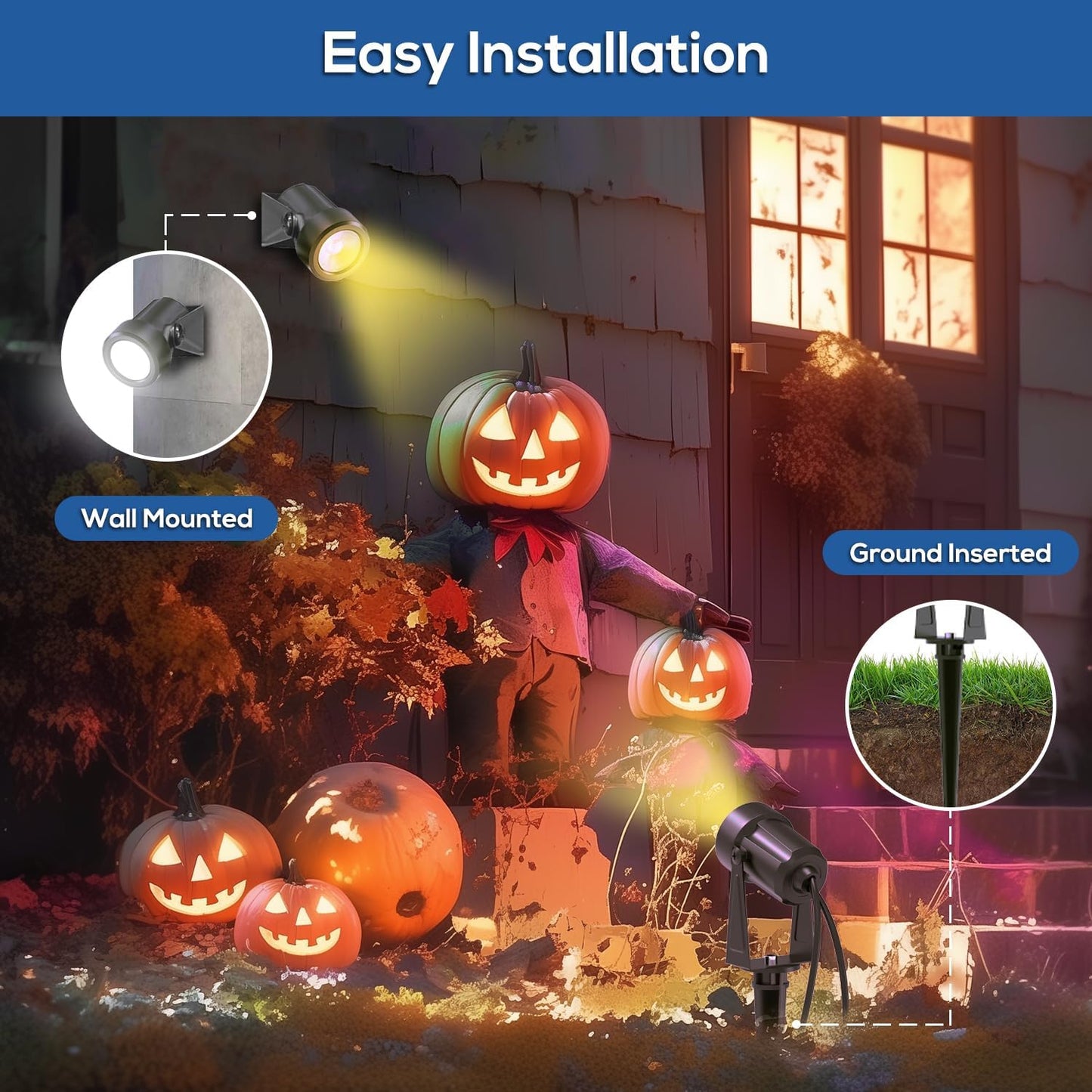 ZYAN Solar Landscape Spotlights Outdoor Waterproof IP65, Bright Solar Powered Garden Yard Spot Lights for Outside Plant, Tree, Pathway, Auto On/Off Wall Lights for Walkway, Lawn, Pool Areas-4 Pack