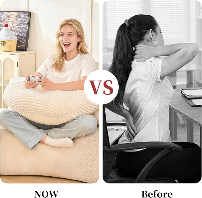 17" Reading Pillow for Bed,U Shaped Arm & Elbow Support,White Flannel | Backrest Supports Back,U shaped Lap Pillow Cushions Arms,Elbows & Wrists,Soft Flannel for Reading,Gaming,Watching TV