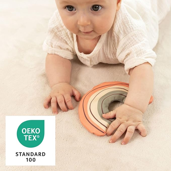 Hakuna Matte CloudSoft Baby Play Mat for Floor 40" x 60" Beige – Coral Velvet Memory Foam Rug for Crawling & Cozy Play – Non-Slip, Water-Resistant, Easy-CareTummy Time Mat, Playmat for Playpen