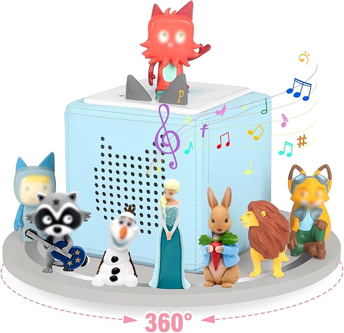 360° Round Turntable for Tonies Box 1/2 Organizer Storage Shelf, Magnetic Stand Holder for Toniebox Player Tonies Figures, Display Collection 10~15 Tonie Box Characters (Gray)