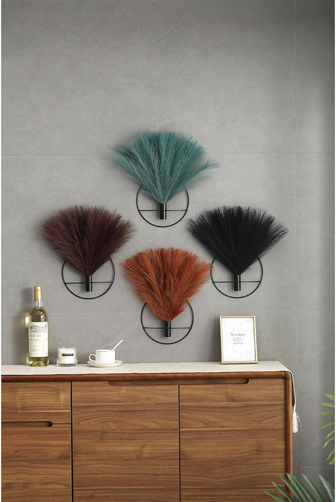 Pretty Jolly Boho Wall Decor Pampas, Wall-Mounted Metal Wall Art, Hanging Artificial Plant, Wall Decor for Living Room, Bedroom, Bathroom, Office, Dorm, Modern wall Decor|2 Pack