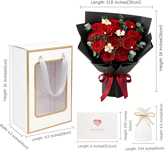 XTYFJGVA 12 Preserved Red Roses Bouquet, Flowers for Delivery, Real Roses That Last 1-3 Years, Birthday Gifts for Women, Forever Flower Gifts for Mom, Wife, Grandma, Her on Mothers Day, Anniversary