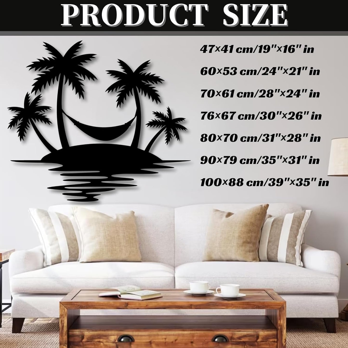 Palm Tree Metal Wall Decor,Palm Tree Outdoor Wall Art,Tropical Palm Tree Wall Decorations for Living Room,Outdoor Wall Decorations for House(28"×24",Black)