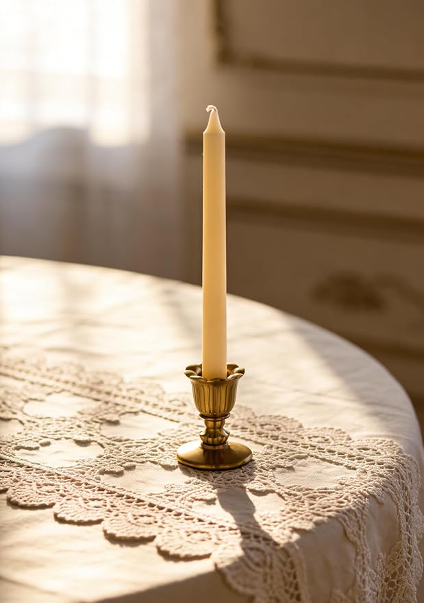 Vintage Taper Candle Candlestick Holders, Gold Candle Sticks Brass Victorian Style Candelabra for Christmas Table Centerpiece Wedding Reception Festive Advent Thanksgiving Party Decorations Set of 12